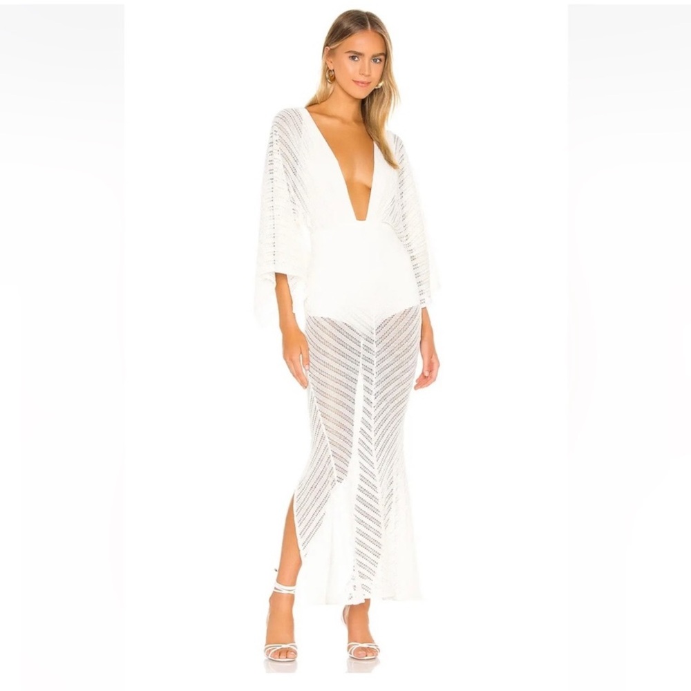 Revolve Michael Costello  White Sheer Maxi Dress